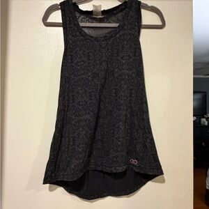 Calia by Carrie Underwood Black Patterned Racerback Tank Top | Size Small